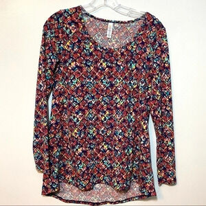 LuLaRoe Lynnae Long Sleeve Shirt Purple Teal Women’s size  XS